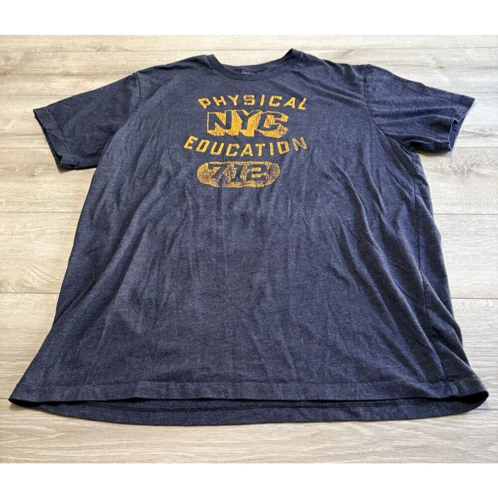 J. Crew NYC Physical Education 712 Blue Orange Distressed Graphic Tee Men's XL